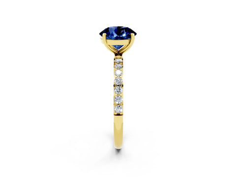 Yellow gold Round Cut Diamond Pavé Band with Six-Prong Setting_2