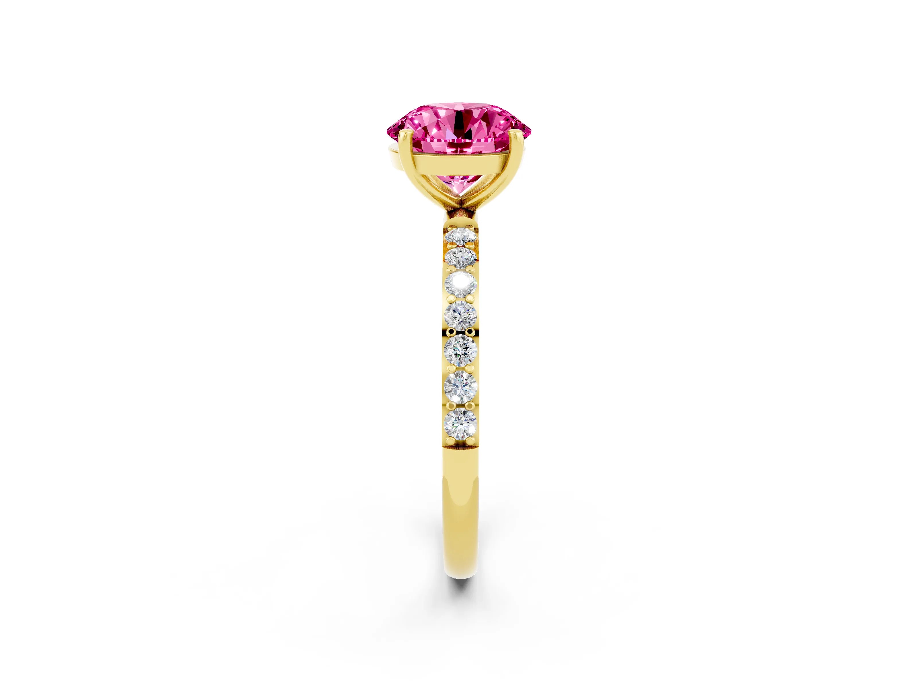 Yellow gold Round Cut Diamond Pavé Band with Six-Prong Setting_2