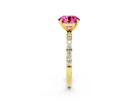 Yellow gold Round Cut Diamond Pavé Band with Six-Prong Setting_2