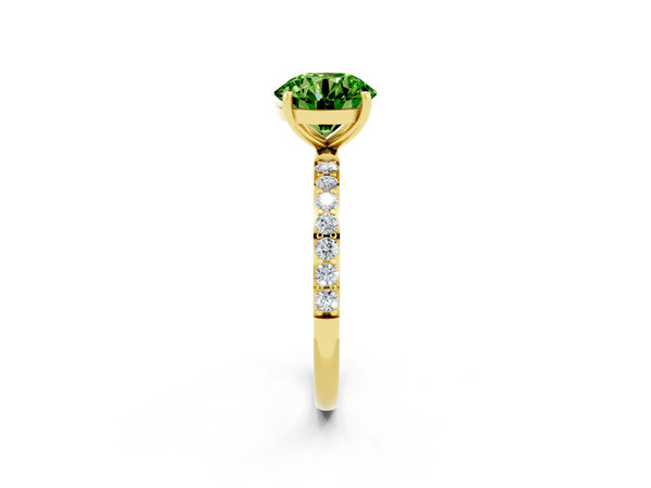 Yellow gold Round Cut Diamond Pavé Band with Six-Prong Setting