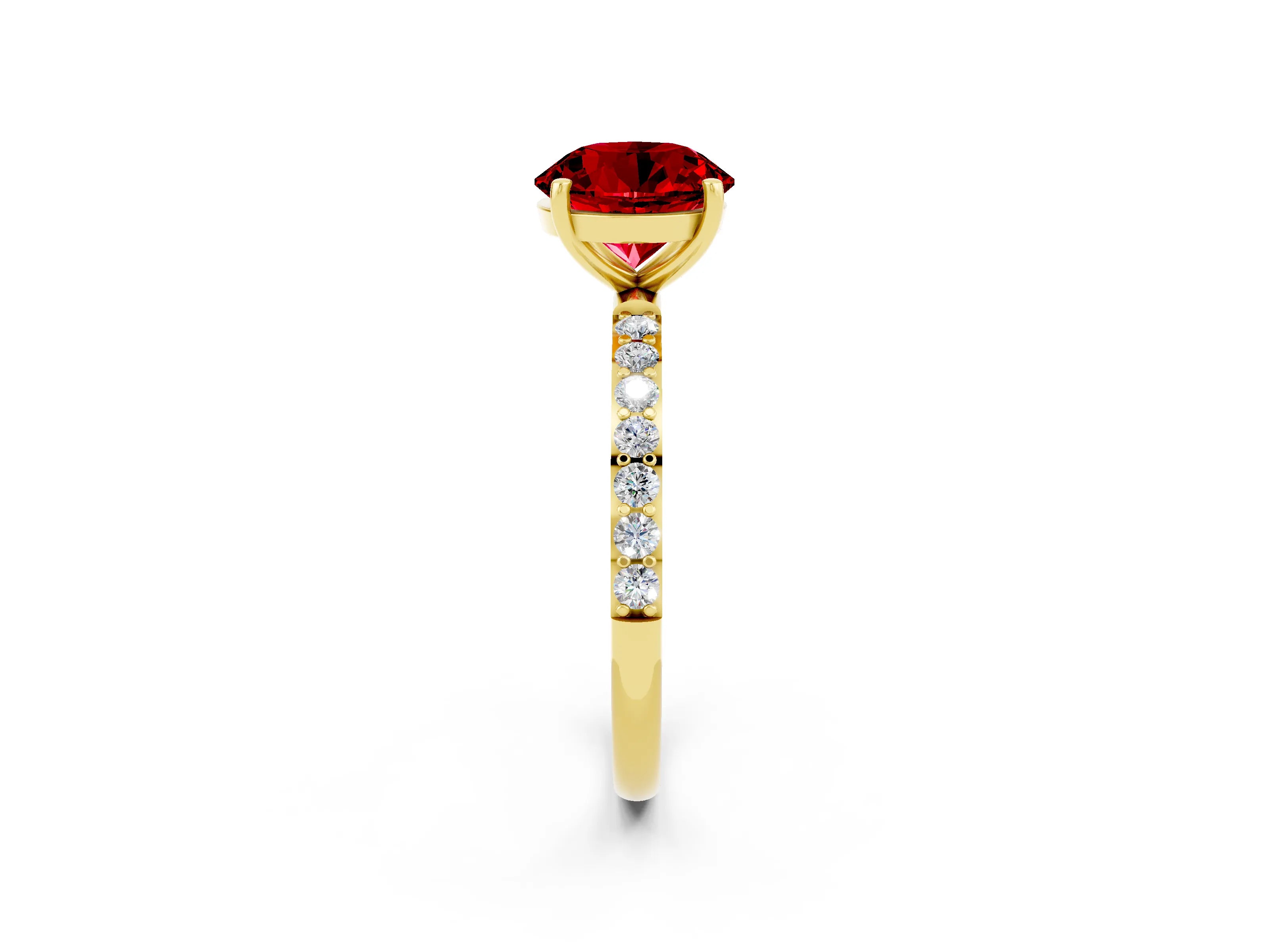 Yellow gold Round Cut Diamond Pavé Band with Six-Prong Setting_2