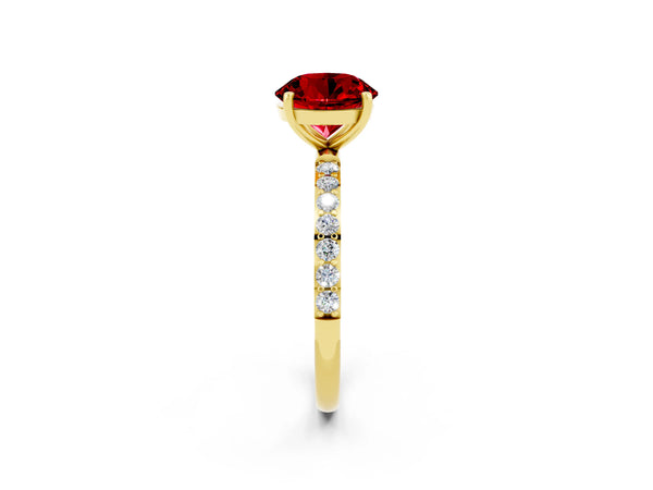 Yellow gold Round Cut Diamond Pavé Band with Six-Prong Setting