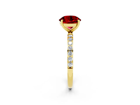 Yellow gold Round Cut Diamond Pavé Band with Six-Prong Setting_2