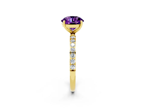 Yellow gold Round Cut Diamond Pavé Band with Six-Prong Setting_2