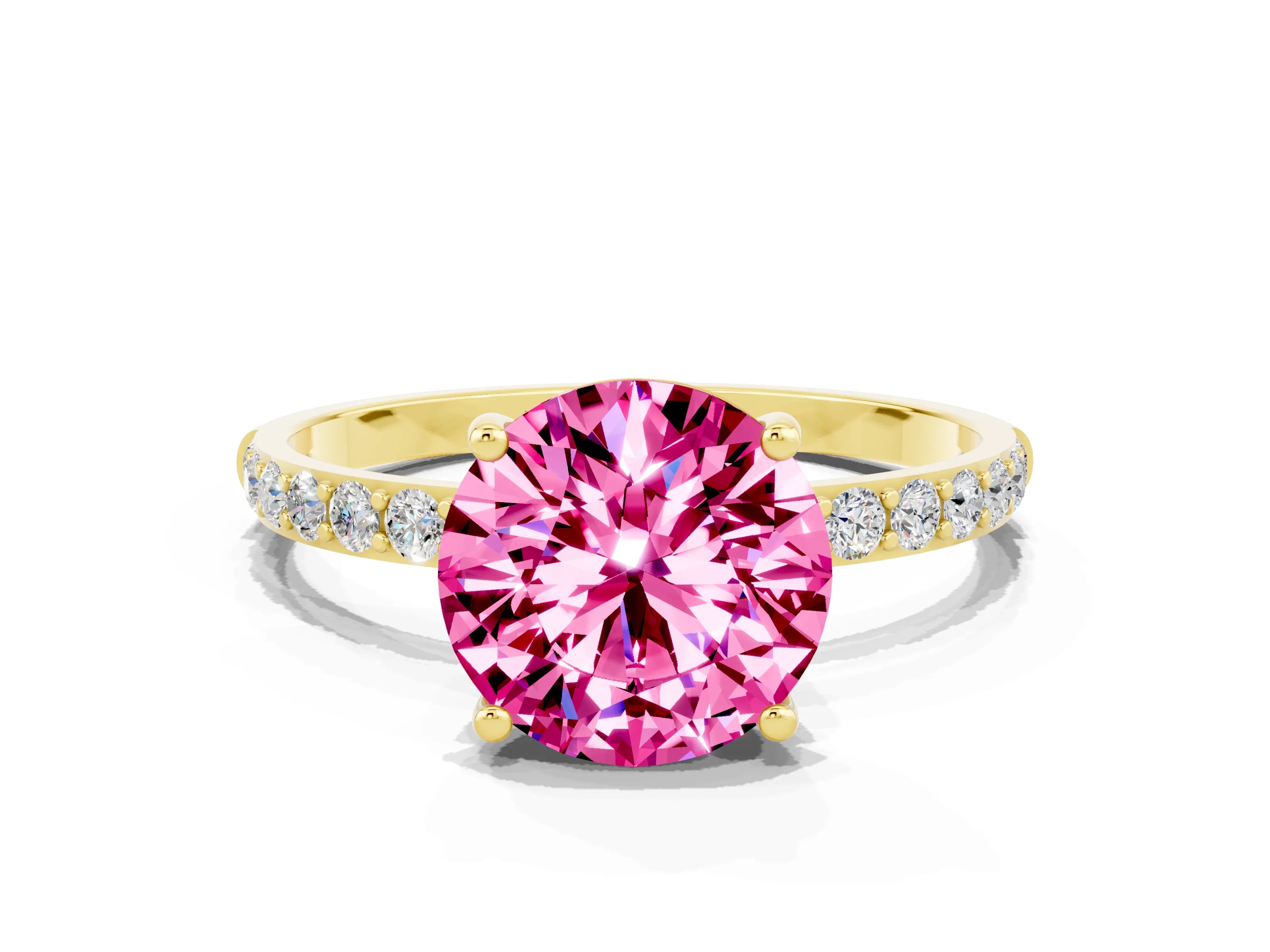 Yellow gold Round Cut Diamond Pavé Band with Six-Prong Setting