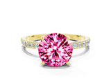 Yellow gold Round Cut Diamond Pavé Band with Six-Prong Setting