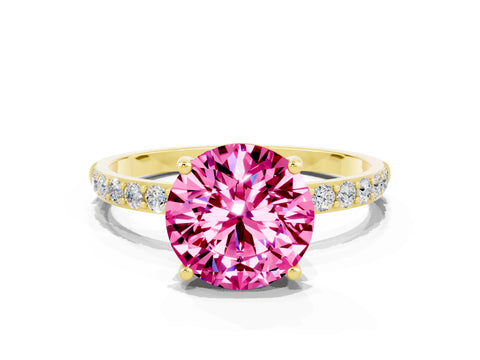 Yellow gold Round Cut Diamond Pavé Band with Six-Prong Setting
