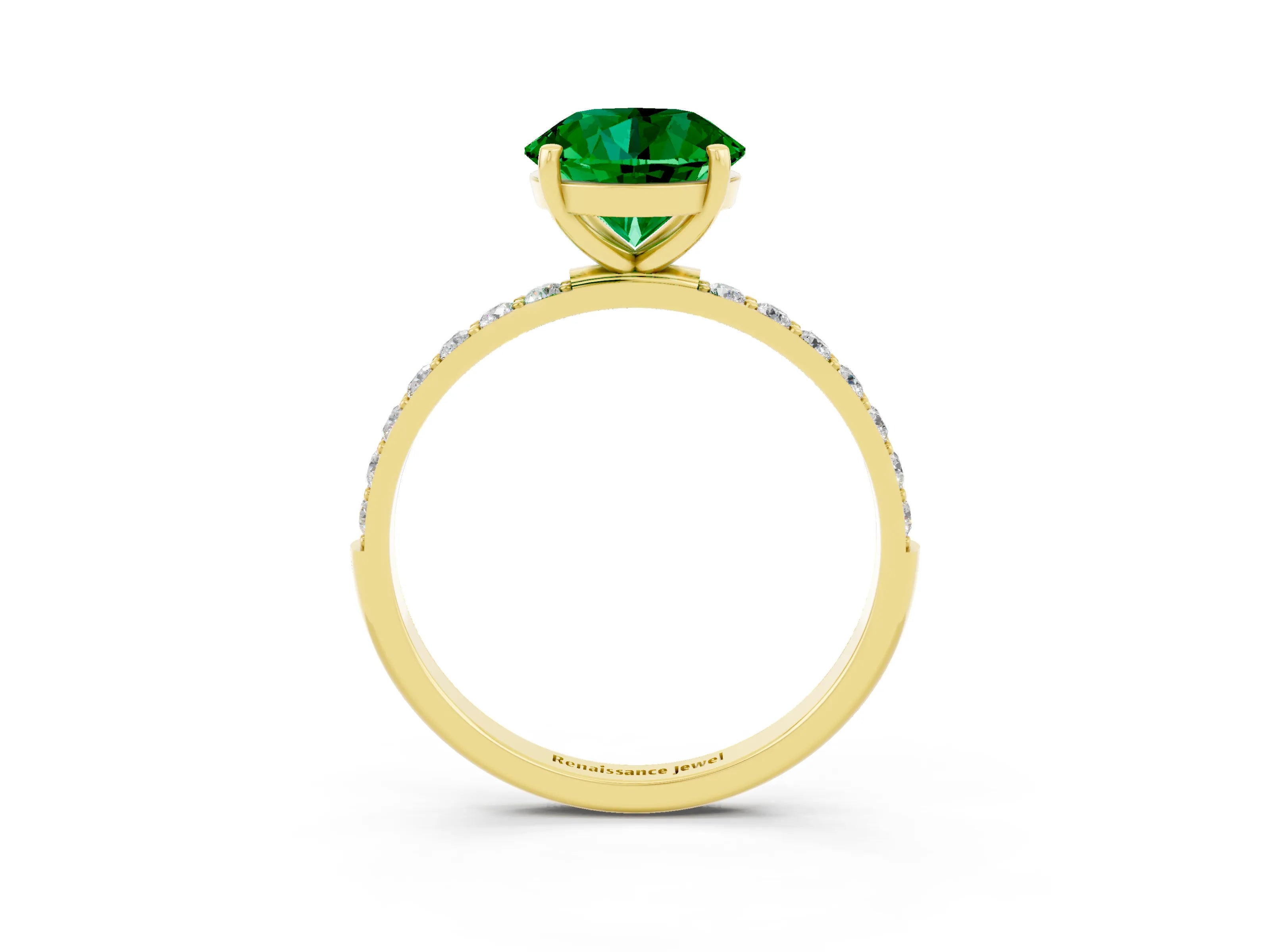 Yellow gold Round Cut Diamond Pavé Band with Six-Prong Setting_3