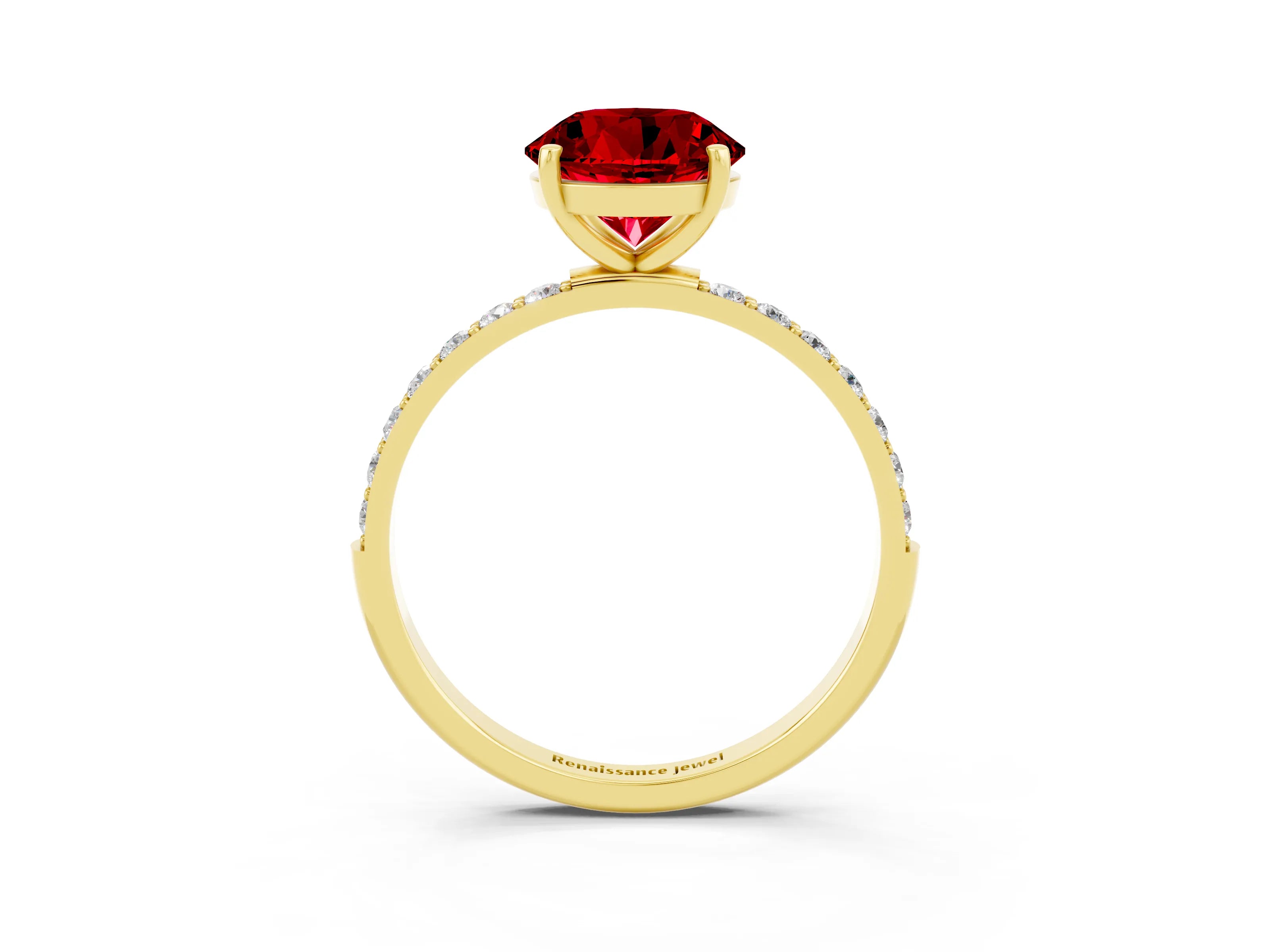 Yellow gold Round Cut Diamond Pavé Band with Six-Prong Setting_3