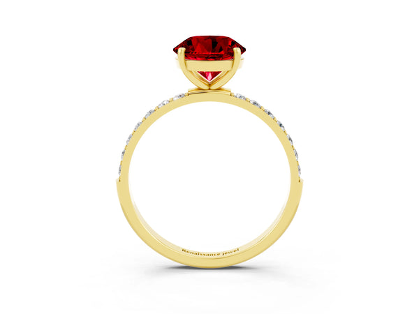 Yellow gold Round Cut Diamond Pavé Band with Six-Prong Setting
