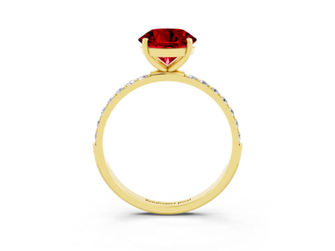 Yellow gold Round Cut Diamond Pavé Band with Six-Prong Setting_3
