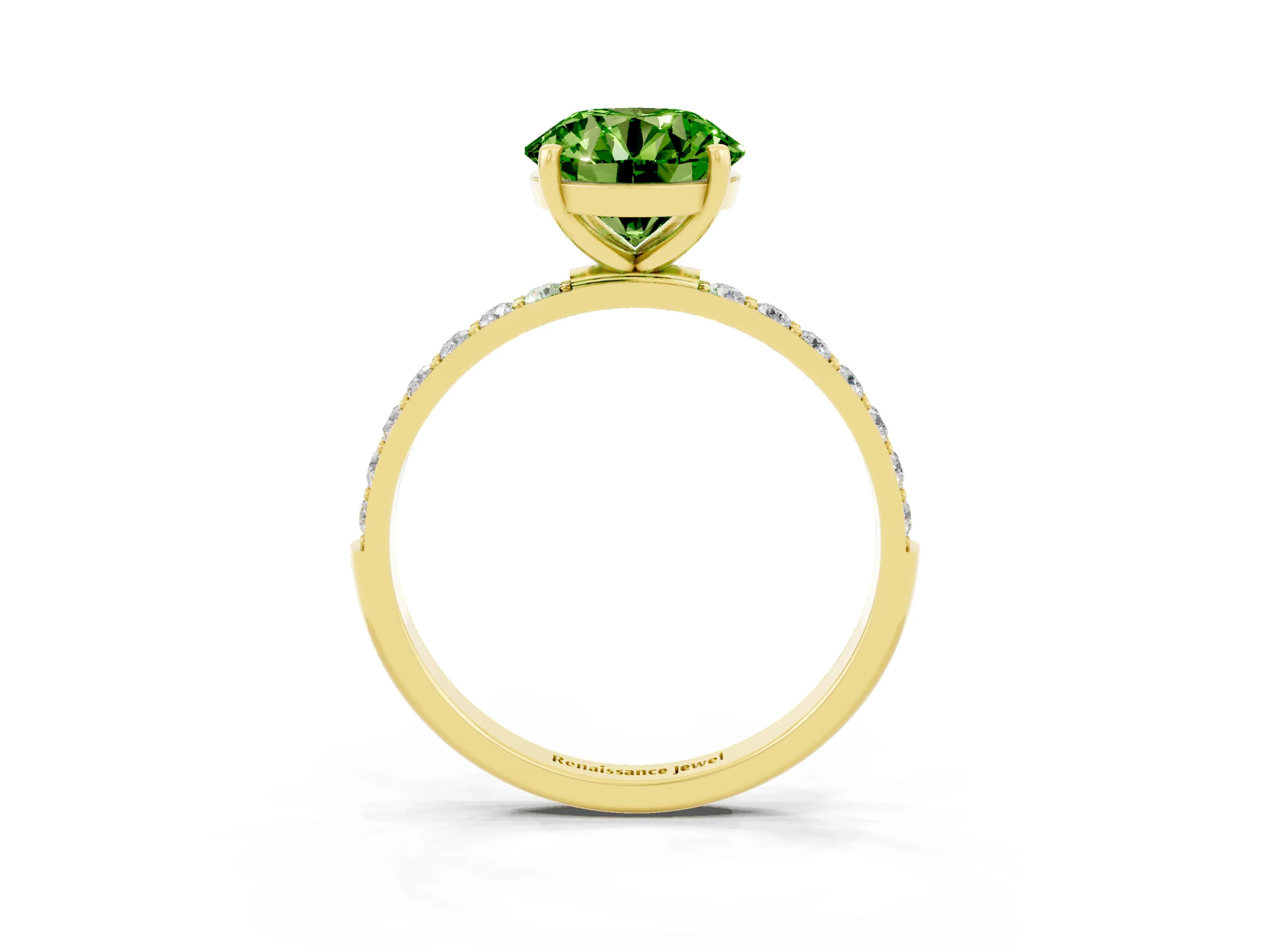 Yellow gold Round Cut Diamond Pavé Band with Six-Prong Setting_3
