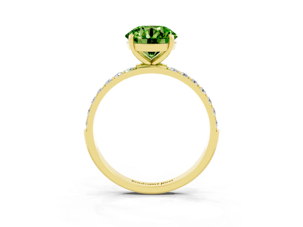 Yellow gold Round Cut Diamond Pavé Band with Six-Prong Setting