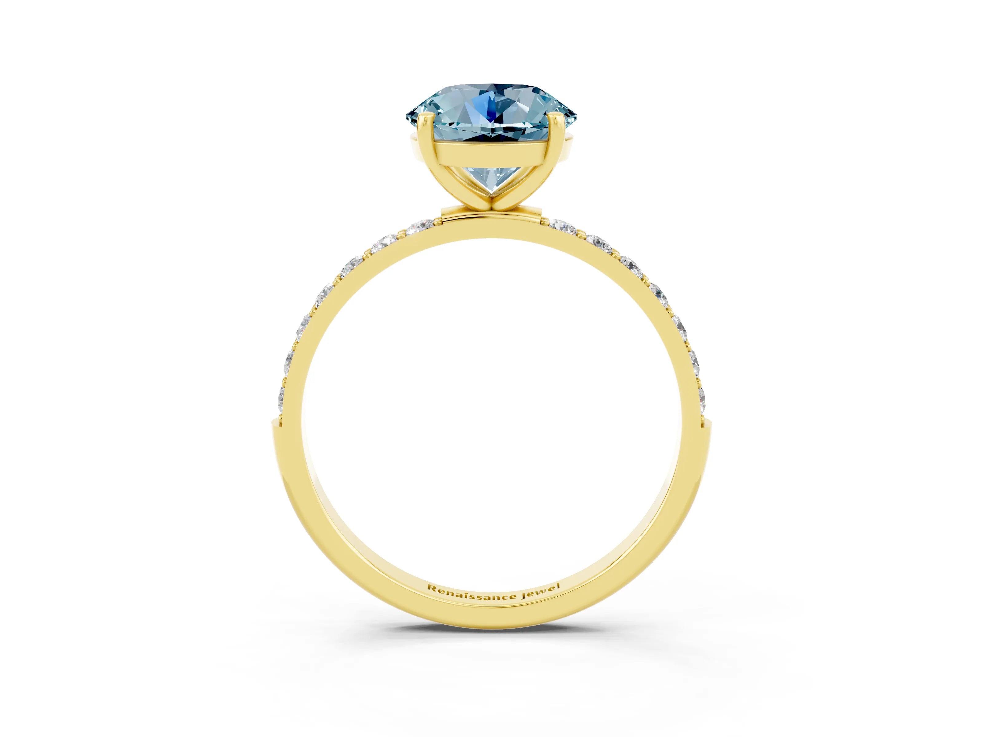 Yellow gold Round Cut Diamond Pavé Band with Six-Prong Setting_3