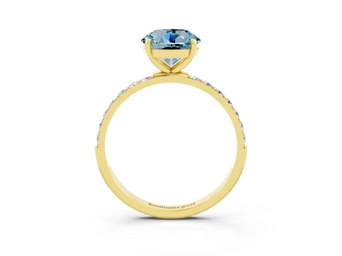 Yellow gold Round Cut Diamond Pavé Band with Six-Prong Setting_3