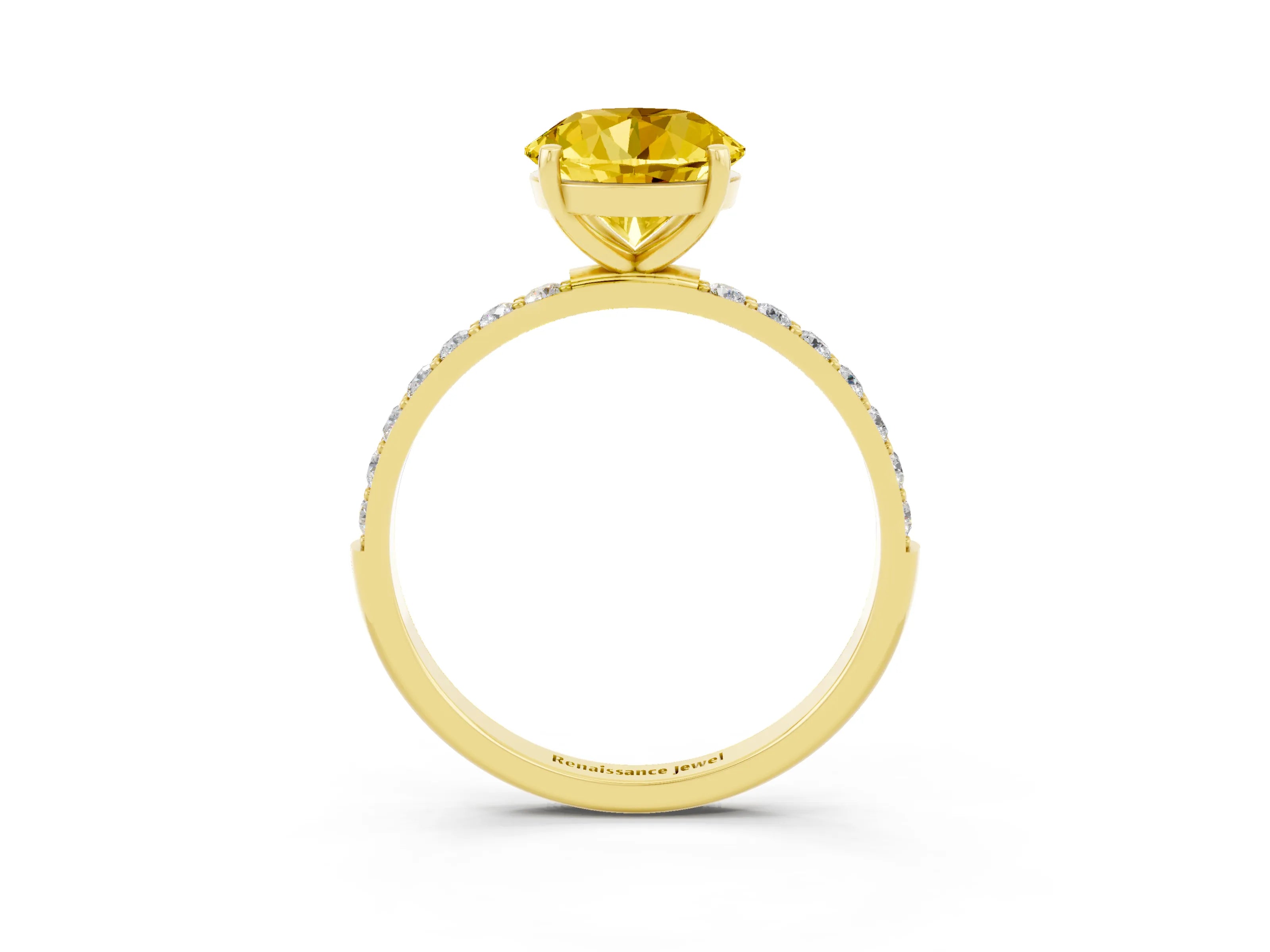 Yellow gold Round Cut Diamond Pavé Band with Six-Prong Setting_3