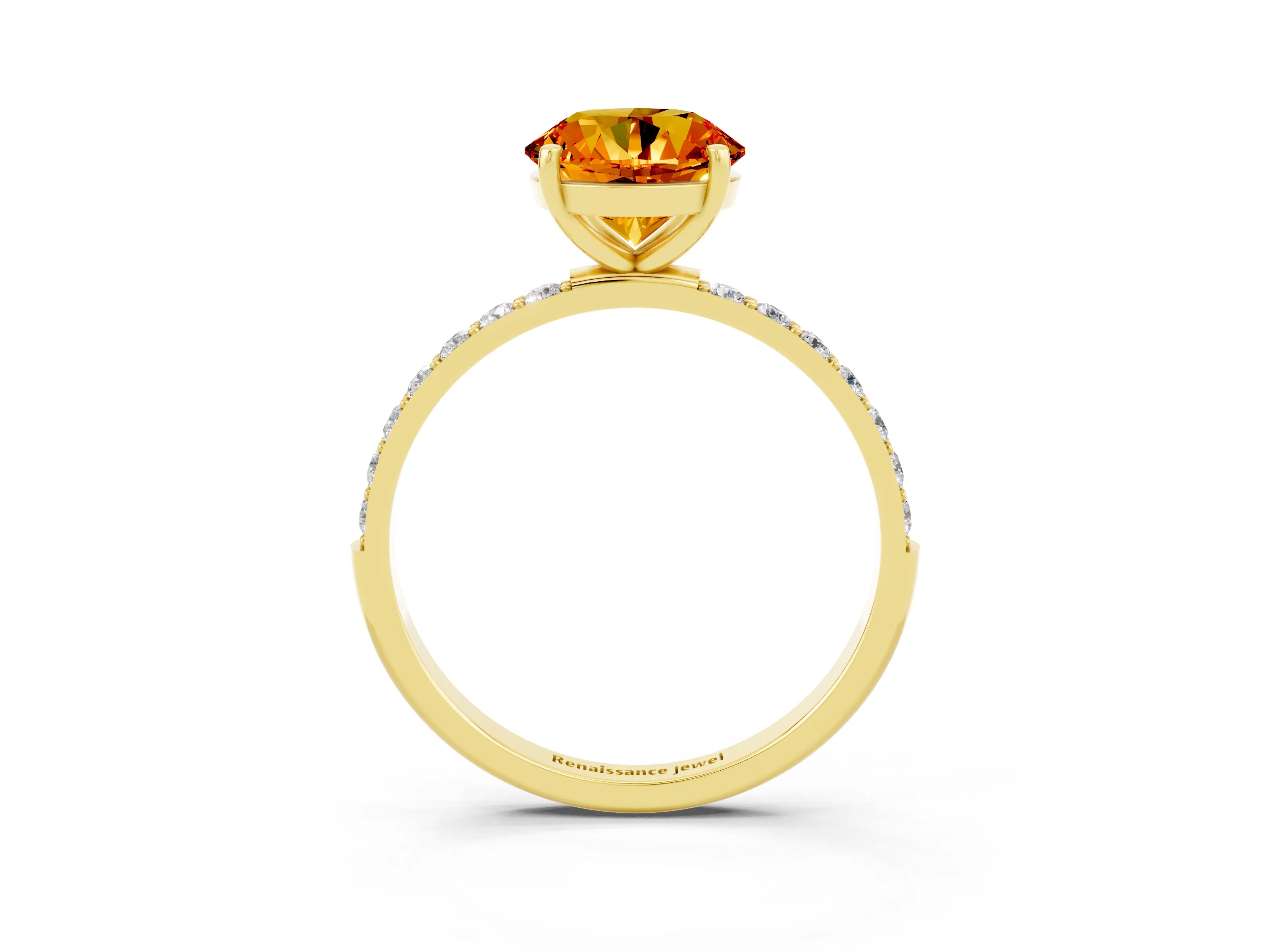 Yellow gold Round Cut Diamond Pavé Band with Six-Prong Setting_3