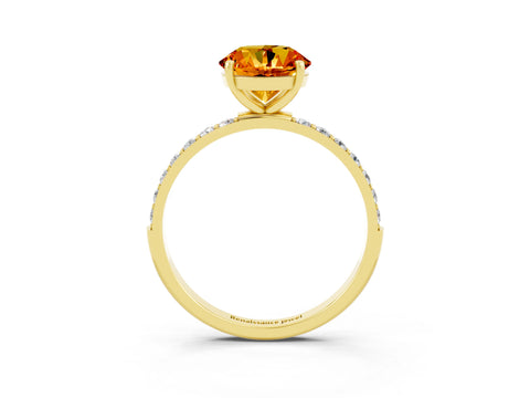 Yellow gold Round Cut Diamond Pavé Band with Six-Prong Setting_3
