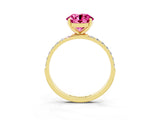 Yellow gold Round Cut Diamond Pavé Band with Six-Prong Setting_3