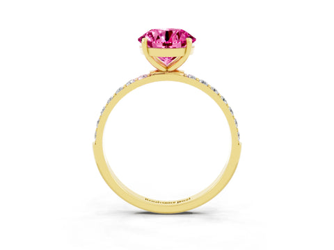 Yellow gold Round Cut Diamond Pavé Band with Six-Prong Setting_3
