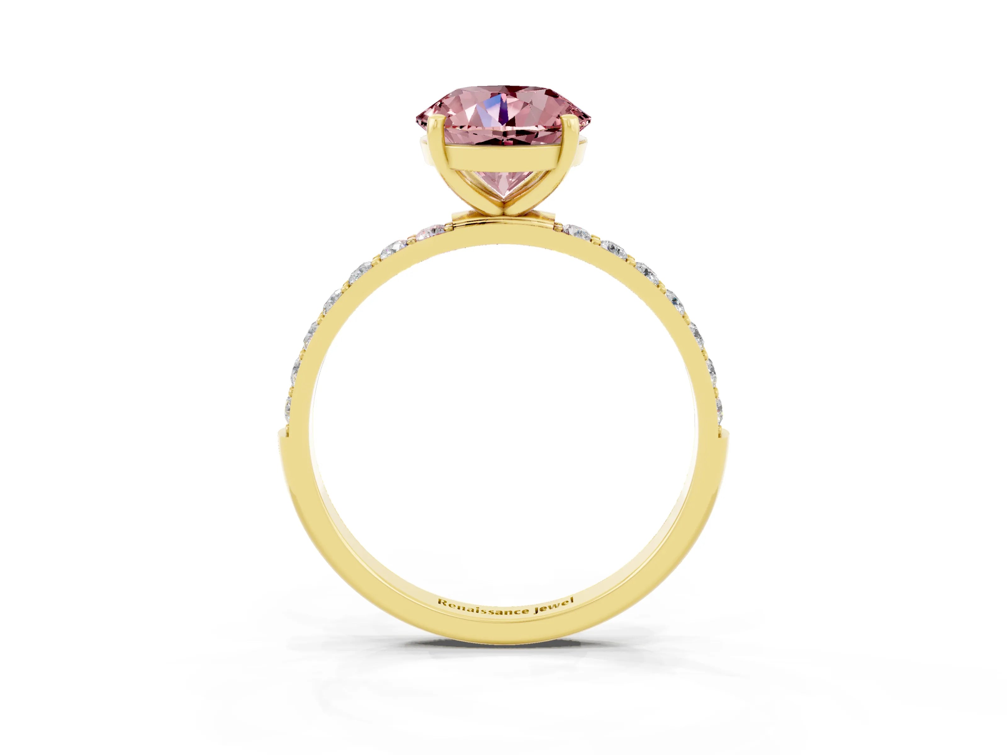 Yellow gold Round Cut Diamond Pavé Band with Six-Prong Setting_3