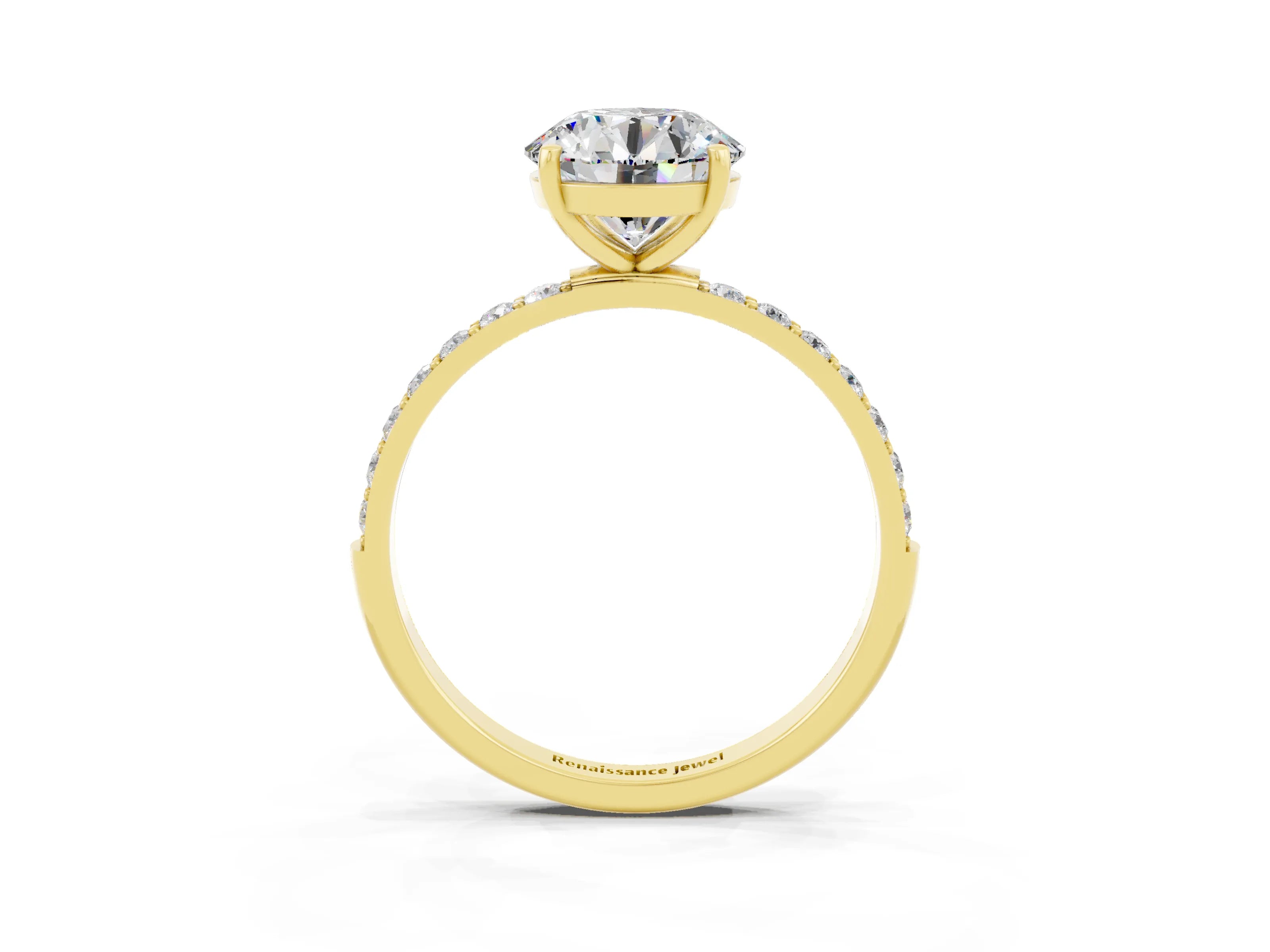 Yellow gold Round Cut Diamond Pavé Band with Six-Prong Setting_3