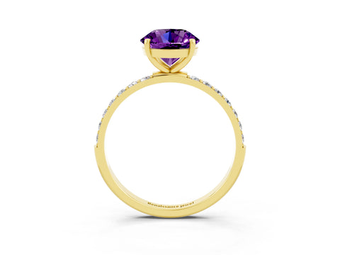 Yellow gold Round Cut Diamond Pavé Band with Six-Prong Setting_3