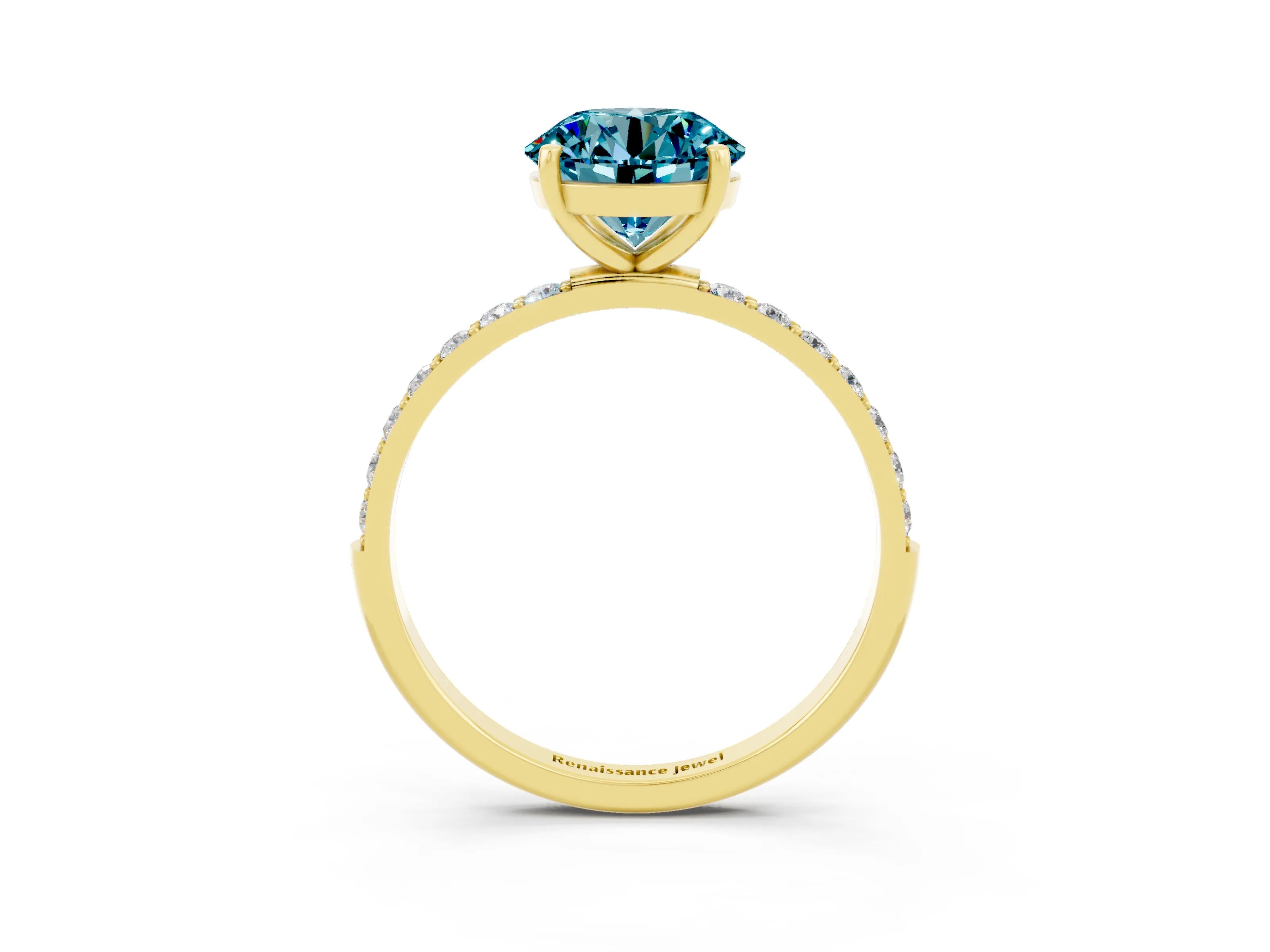 Yellow gold Round Cut Diamond Pavé Band with Six-Prong Setting_3