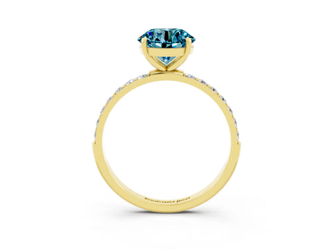 Yellow gold Round Cut Diamond Pavé Band with Six-Prong Setting_3