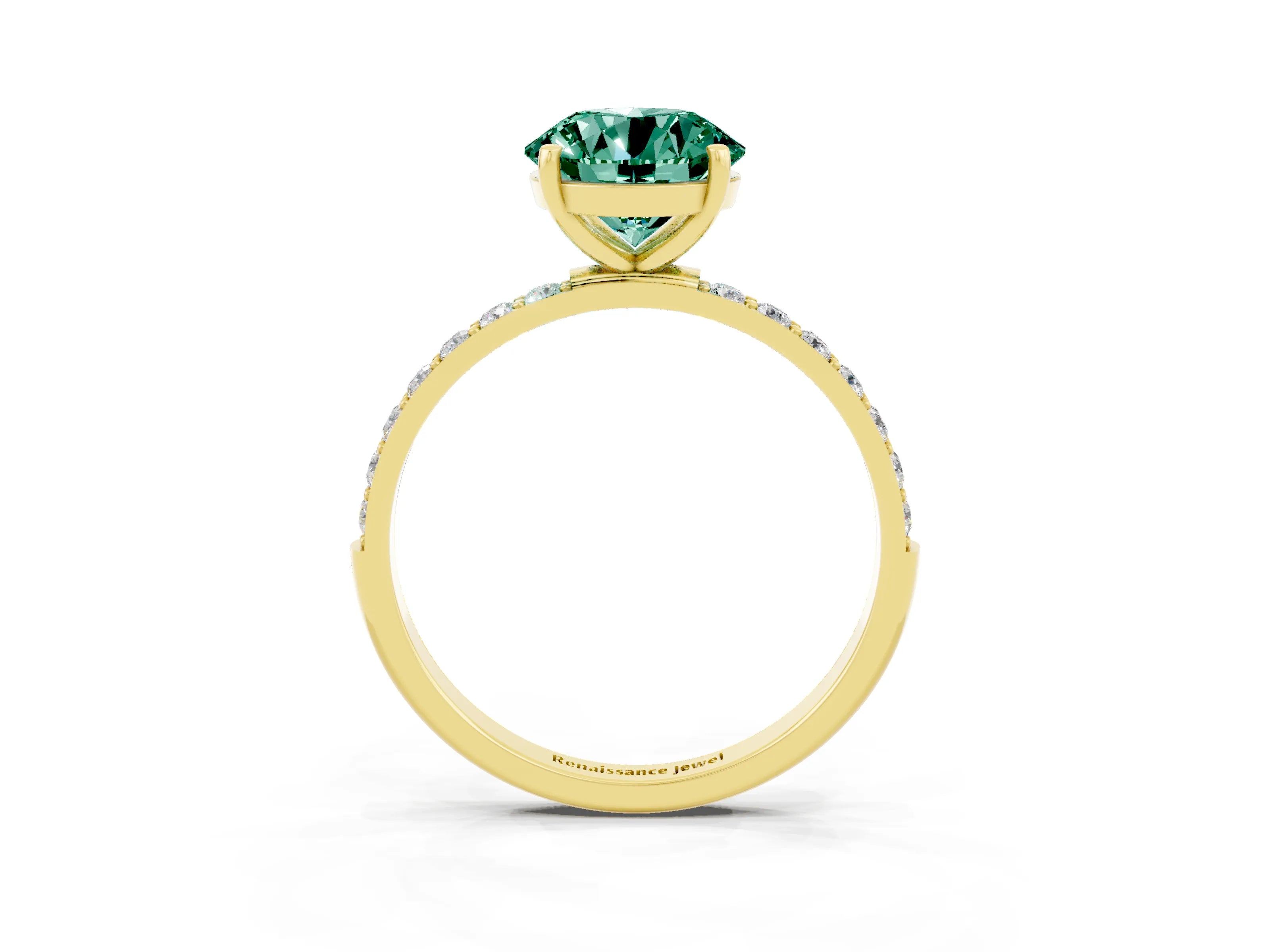 Yellow gold Round Cut Diamond Pavé Band with Six-Prong Setting_3