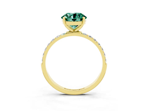 Yellow gold Round Cut Diamond Pavé Band with Six-Prong Setting_3