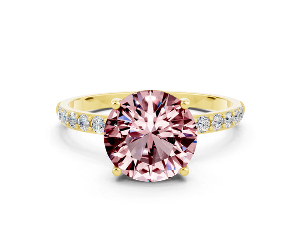 Yellow gold Round Cut Diamond Pavé Band with Six-Prong Setting