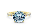 Yellow gold Round Cut Diamond Pavé Band with Six-Prong Setting