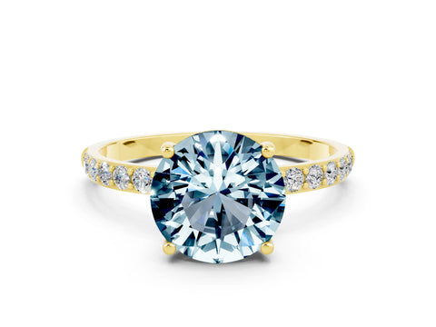 Yellow gold Round Cut Diamond Pavé Band with Six-Prong Setting