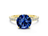 Yellow gold Round Cut Diamond Pavé Band with Six-Prong Setting