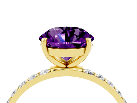 Yellow gold Round Cut Diamond Pavé Band with Six-Prong Setting_4