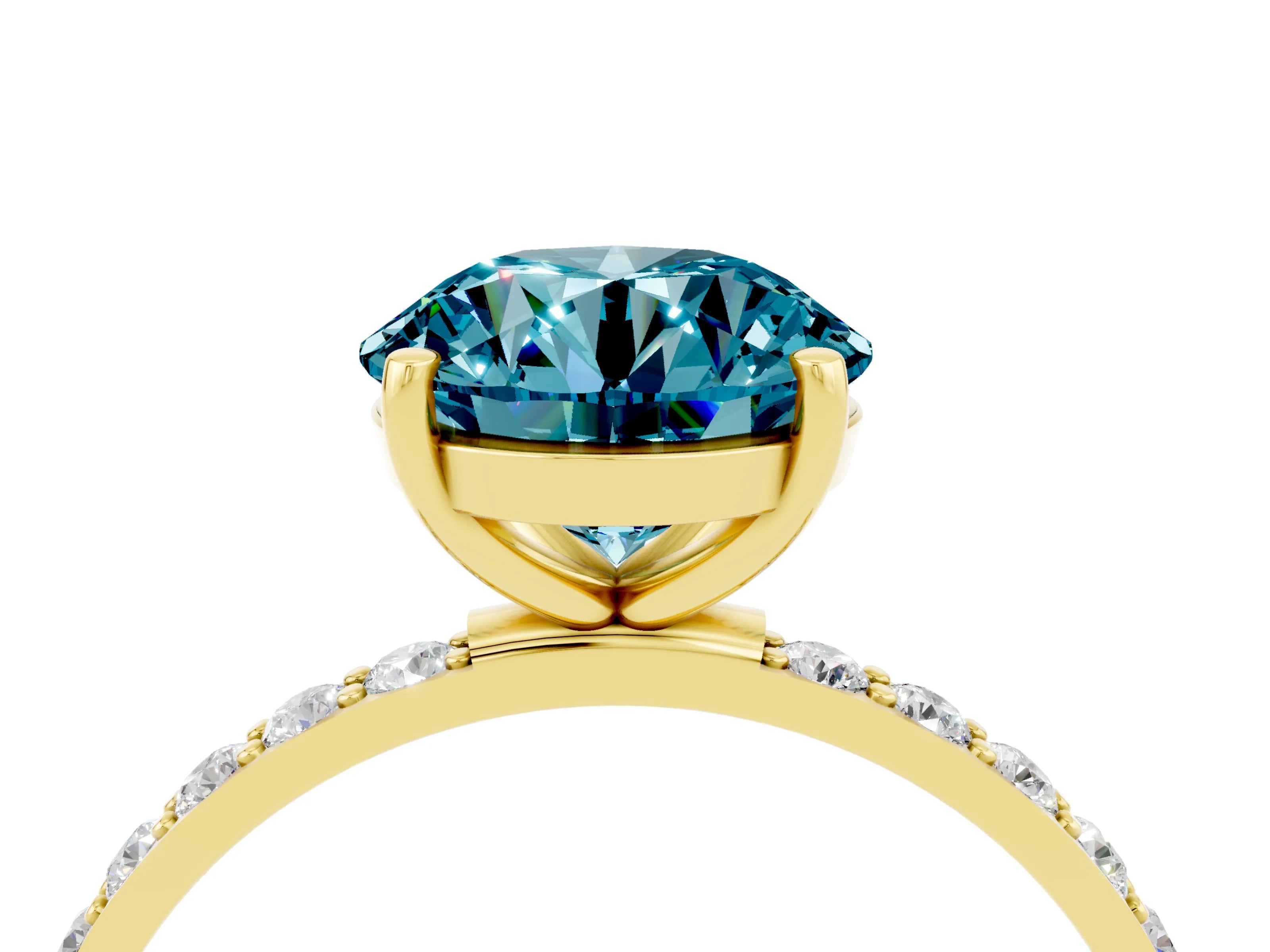 Yellow gold Round Cut Diamond Pavé Band with Six-Prong Setting_4