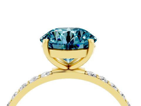Yellow gold Round Cut Diamond Pavé Band with Six-Prong Setting_4