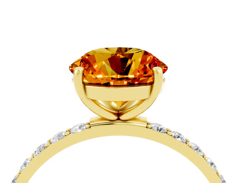 Yellow gold Round Cut Diamond Pavé Band with Six-Prong Setting_4