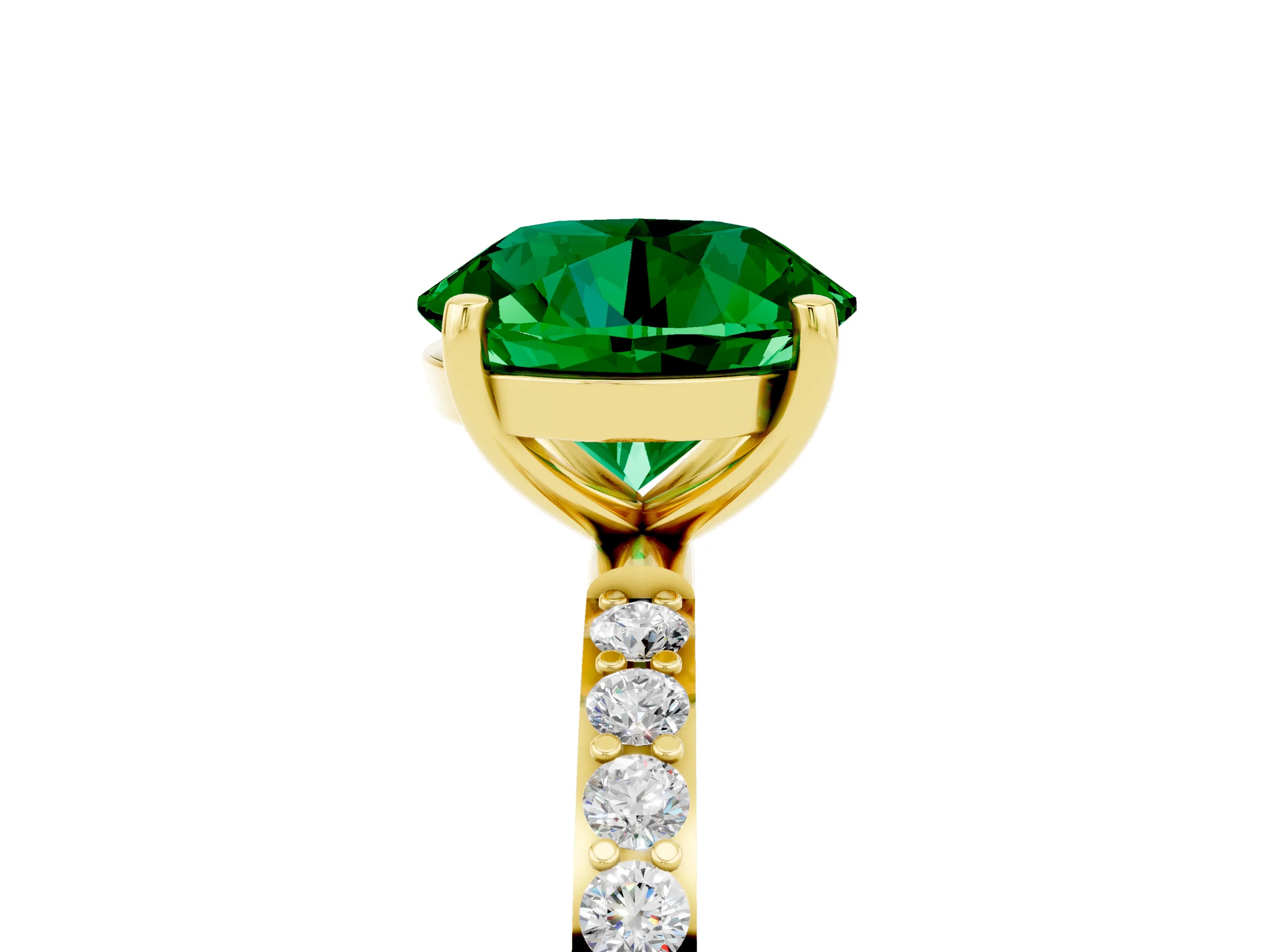 Yellow gold Round Cut Diamond Pavé Band with Six-Prong Setting_5