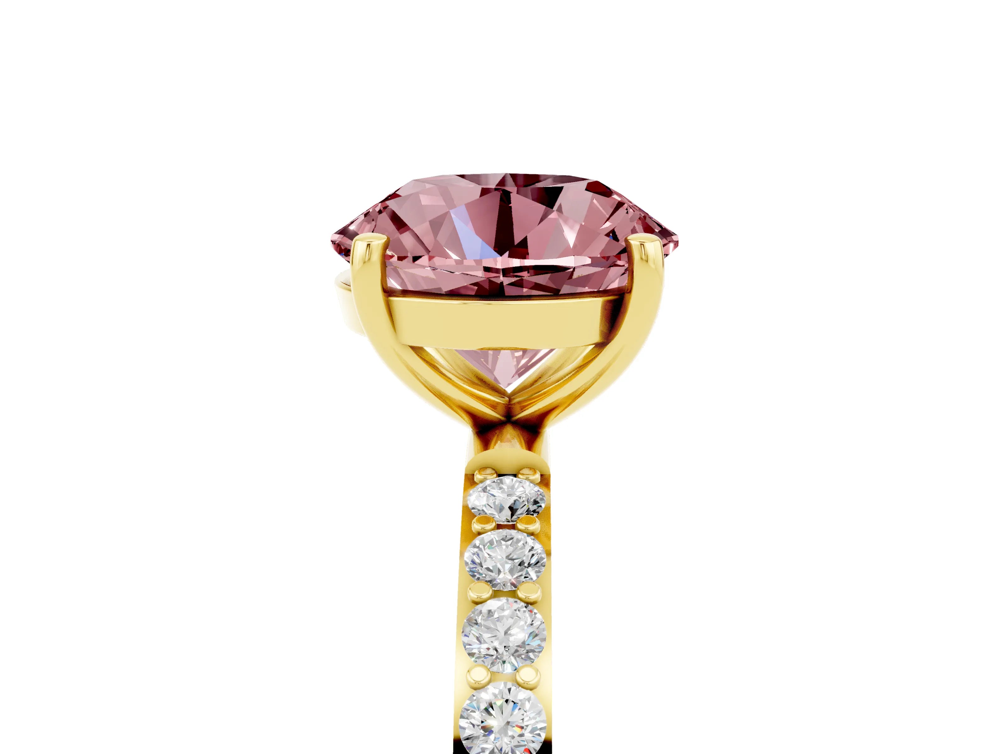 Yellow gold Round Cut Diamond Pavé Band with Six-Prong Setting_5