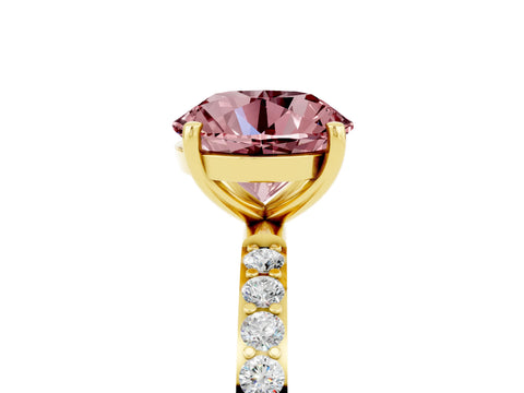 Yellow gold Round Cut Diamond Pavé Band with Six-Prong Setting_5