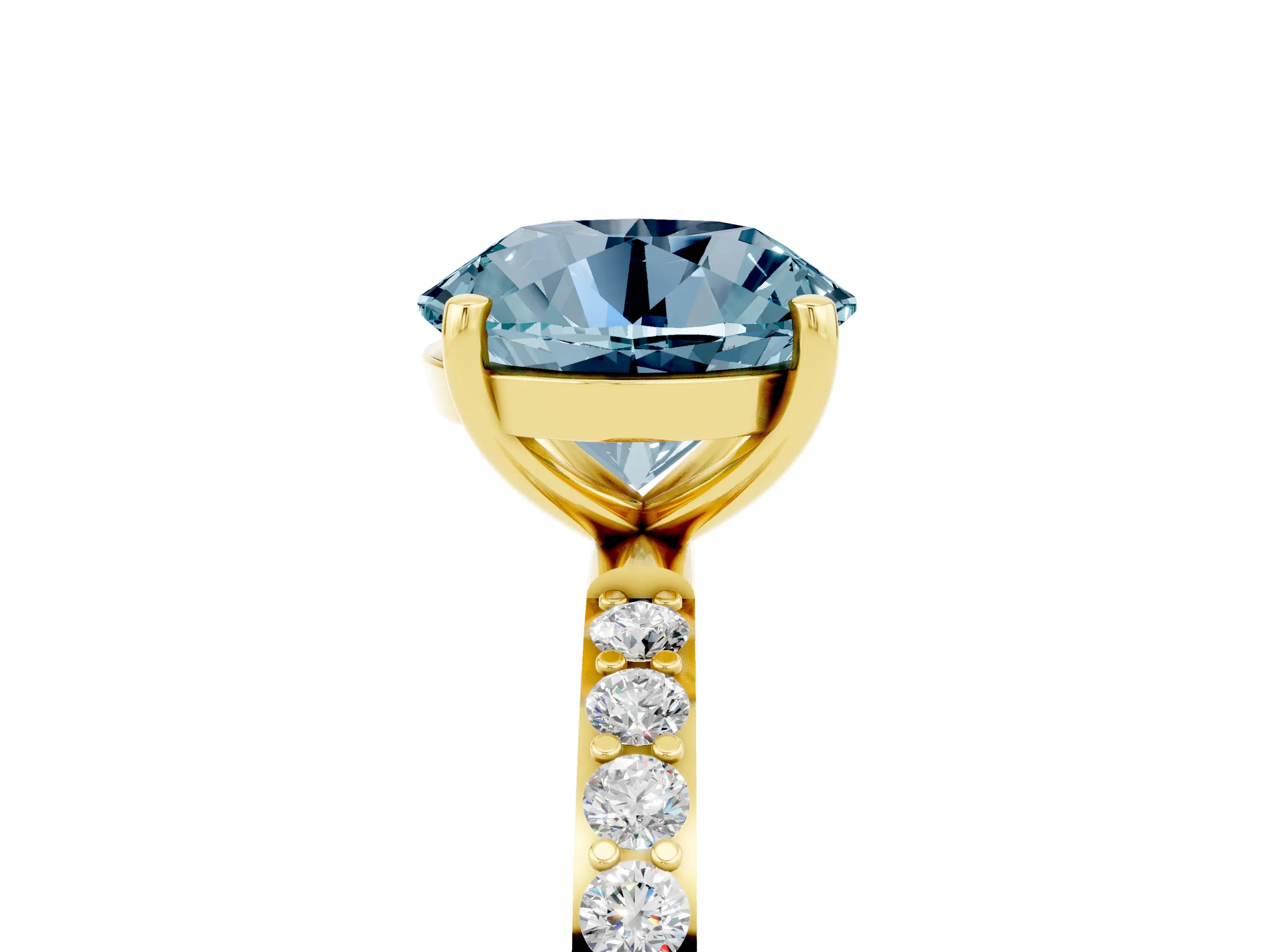 Yellow gold Round Cut Diamond Pavé Band with Six-Prong Setting_5