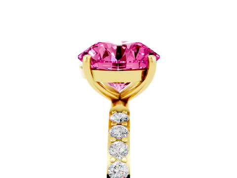 Yellow gold Round Cut Diamond Pavé Band with Six-Prong Setting_5