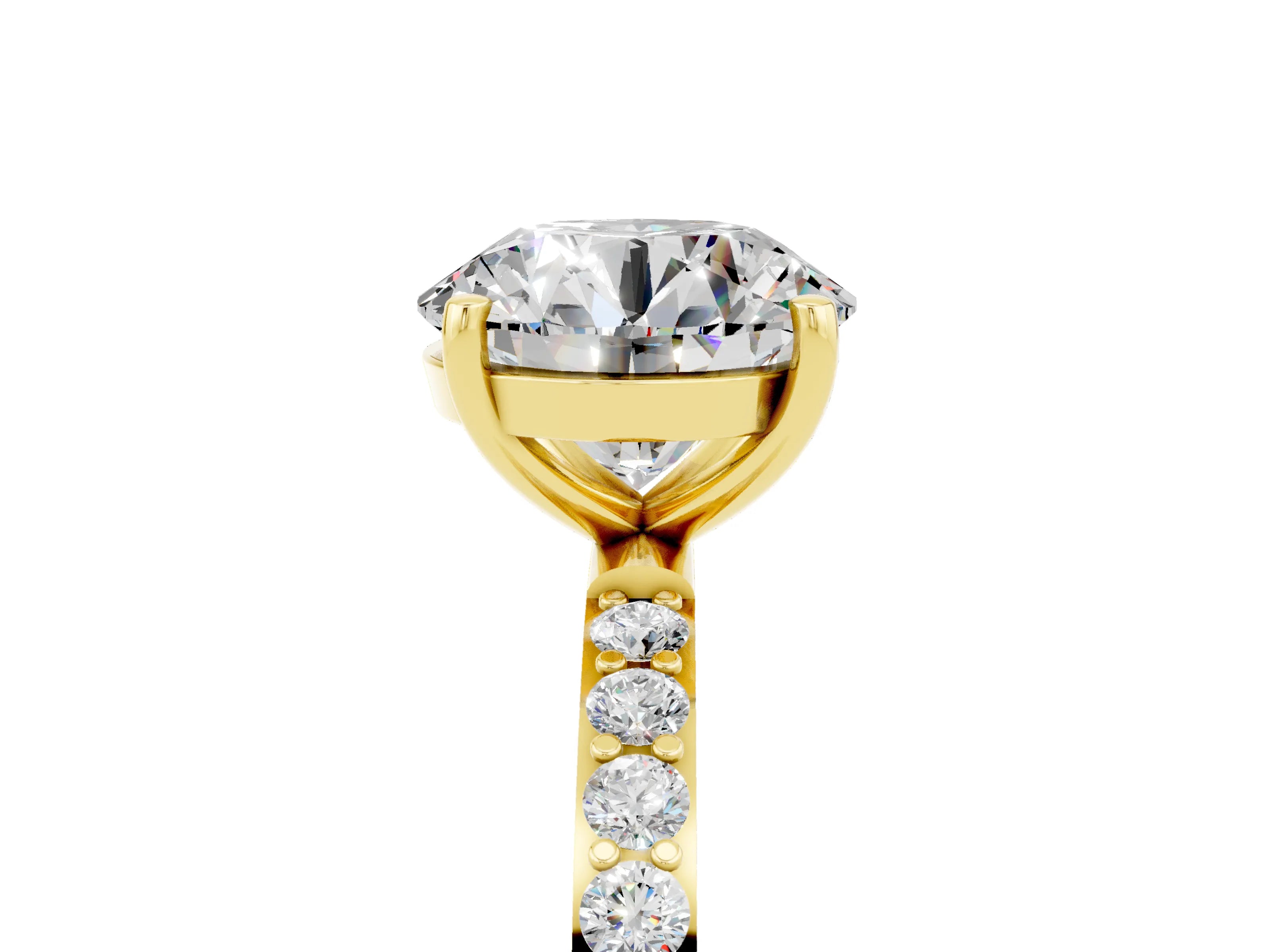 Yellow gold Round Cut Diamond Pavé Band with Six-Prong Setting_5