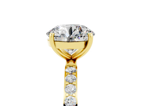 Yellow gold Round Cut Diamond Pavé Band with Six-Prong Setting_5