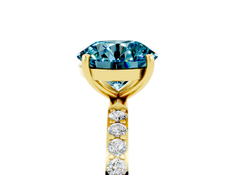 Yellow gold Round Cut Diamond Pavé Band with Six-Prong Setting_5