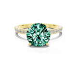 Yellow gold Round Cut Diamond Pavé Band with Six-Prong Setting