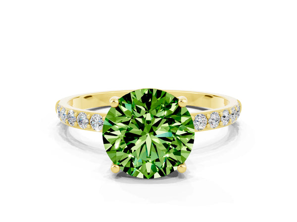 Yellow gold Round Cut Diamond Pavé Band with Six-Prong Setting