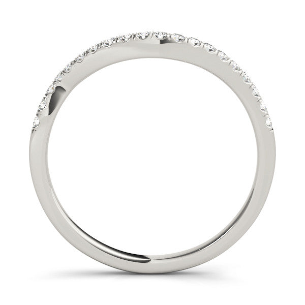 Yellow gold Round Cut Diamond Pavé Curved Band with Shared Prong Setting 1